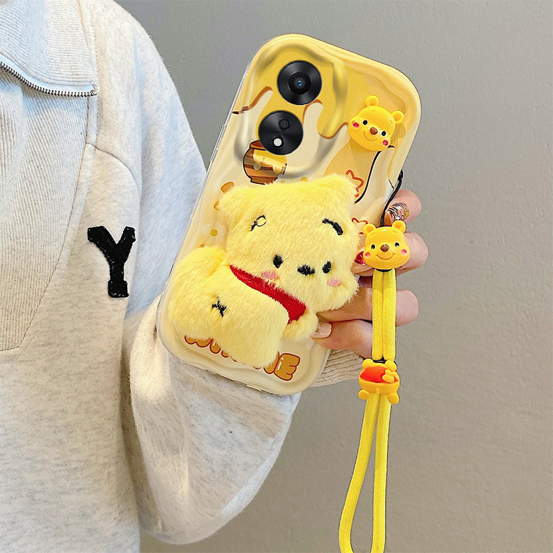 Sroof  Case  For OPPO A1 Pro A1K A3S A5 Pro AX5 A7X A8 A9 A11 A12e A15 A16 A16K A16e A17 A18 A31 A35 A36 A38 A52 A54s F23 Reno8 T K10 Cute 3D Fashionable and Cute Cream Plush Phone Case with Six Animal Types Pacha Dog Strawberry Bear phone case back cover. 