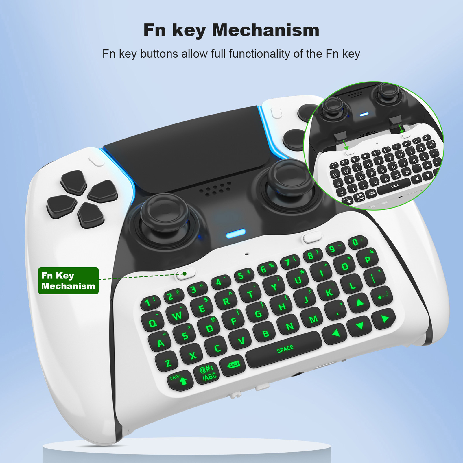 Backlit Keyboard for Gamers Wireless Backlit Keyboard with Speaker for Ps5 Elite Easy Plug Play less Than Gaming Keyboard with Green Backlight. 