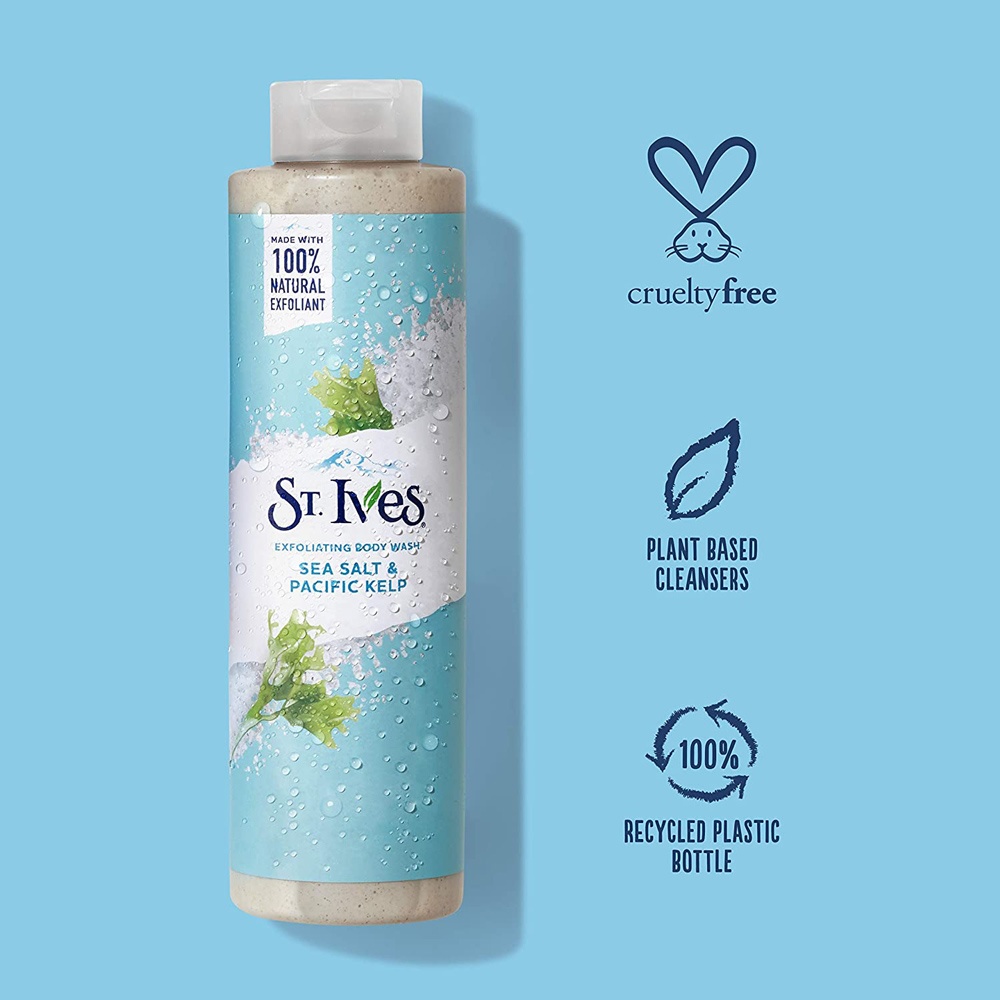 ST.Ives NEW PURIFYING SEA SALT & PACIFIC KELP EXFOLIATING BODY WASH With  100% Natural Exfoliant PARABEN FREE - arfaana.com