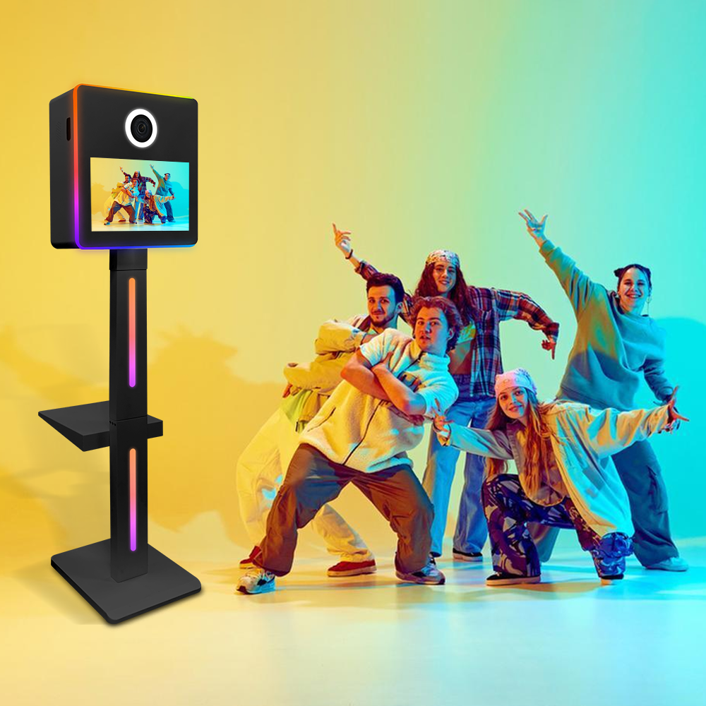 Selfie Mirror Photo Booth Machine 15.6in Touch Screen with Light Portable DSLR Camera Photo Booth Kiosk Shell For Partys Events