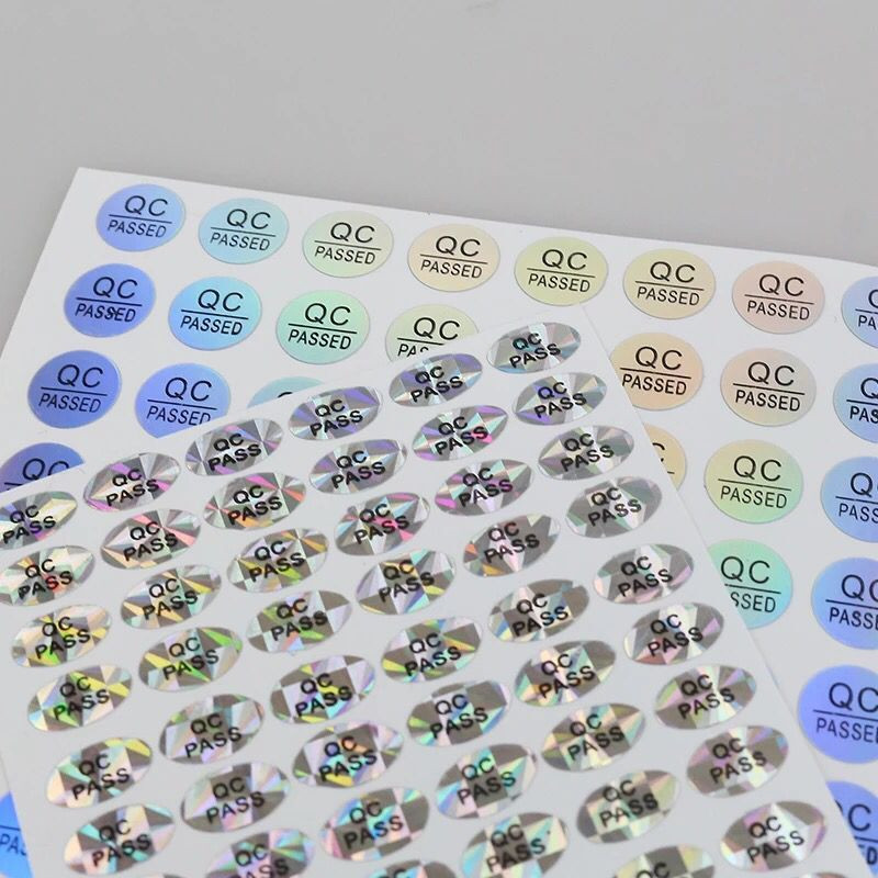 Silver High Security seals Tamper Evident sticker Warranty Void QC Passed labels Hologram stickers with Unique Serial Numbering. 