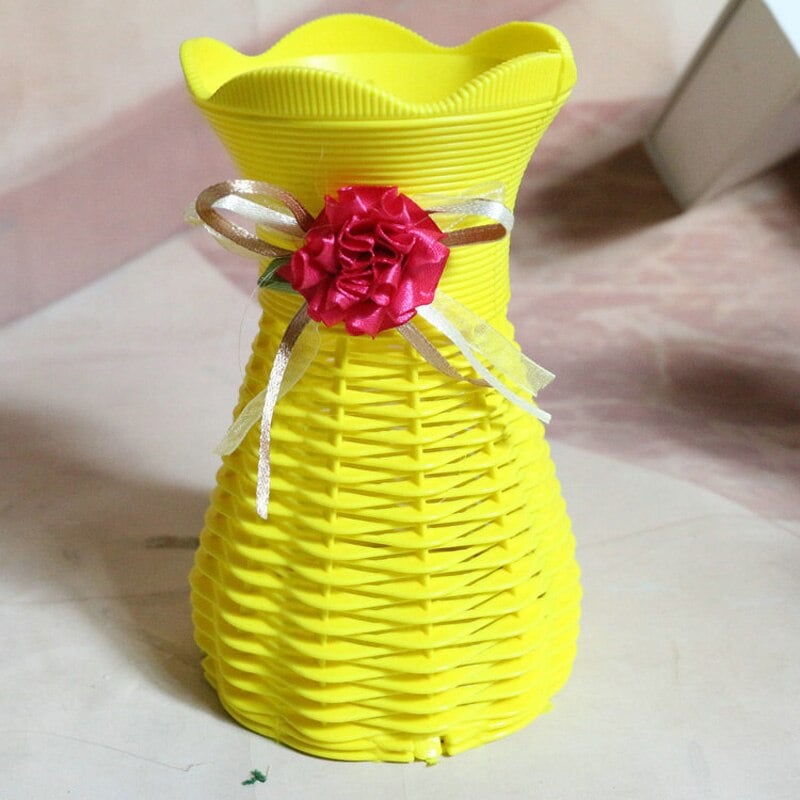 Artificial flower container plastic white tricycle design DIY basket