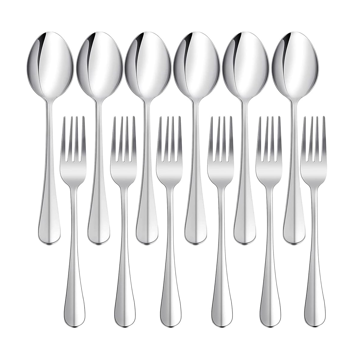 12-Piece Stainless Steel Spoon & Fork Set – Non-Magnetic Cutlery Collection (6 Tea Spoons & 6 Forks)