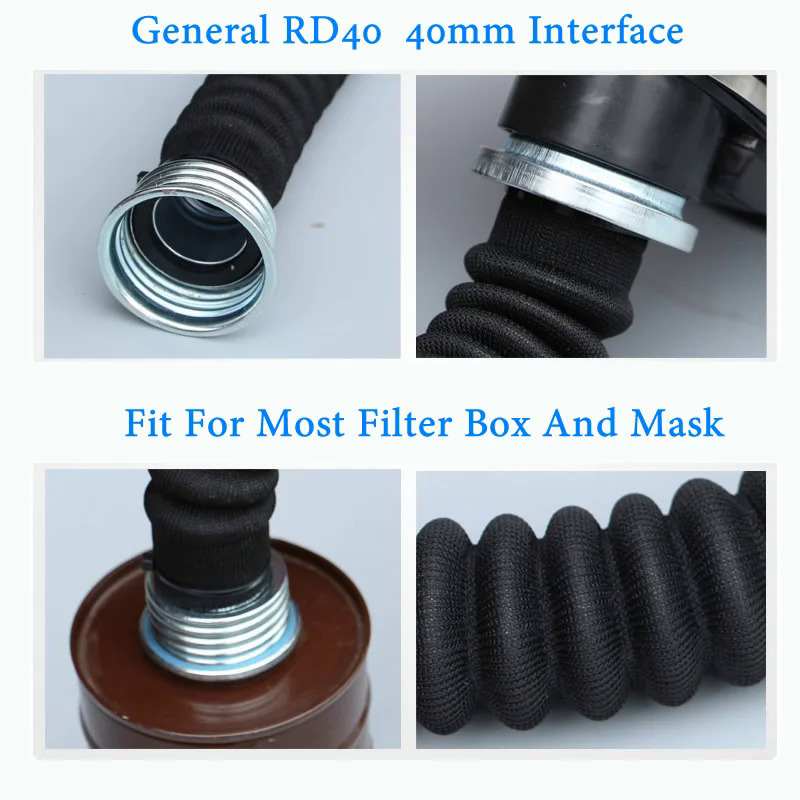 0.5M/1M RD40 40mm Connection Pipe For Gas Mask Respirator Rubber. 