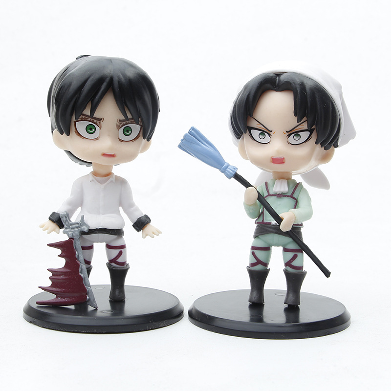 【Yurui】6 pcs/set Attack on Titan anime figure acker-action figure Eren Jager Armin arlert figurine model doll toys. 