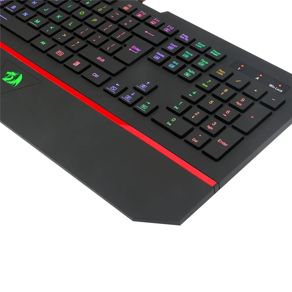 Redragon K502 RGB Gaming Keyboard RGB LED Backlit Illuminated 104 Key Silent Keyboard with Wrist Rest for Windows PC Games. 