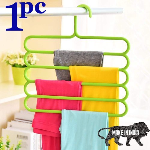 5 Layer Plastic Hangers for Clothes in Wardrobes Space Saving Multipurpose Hanger