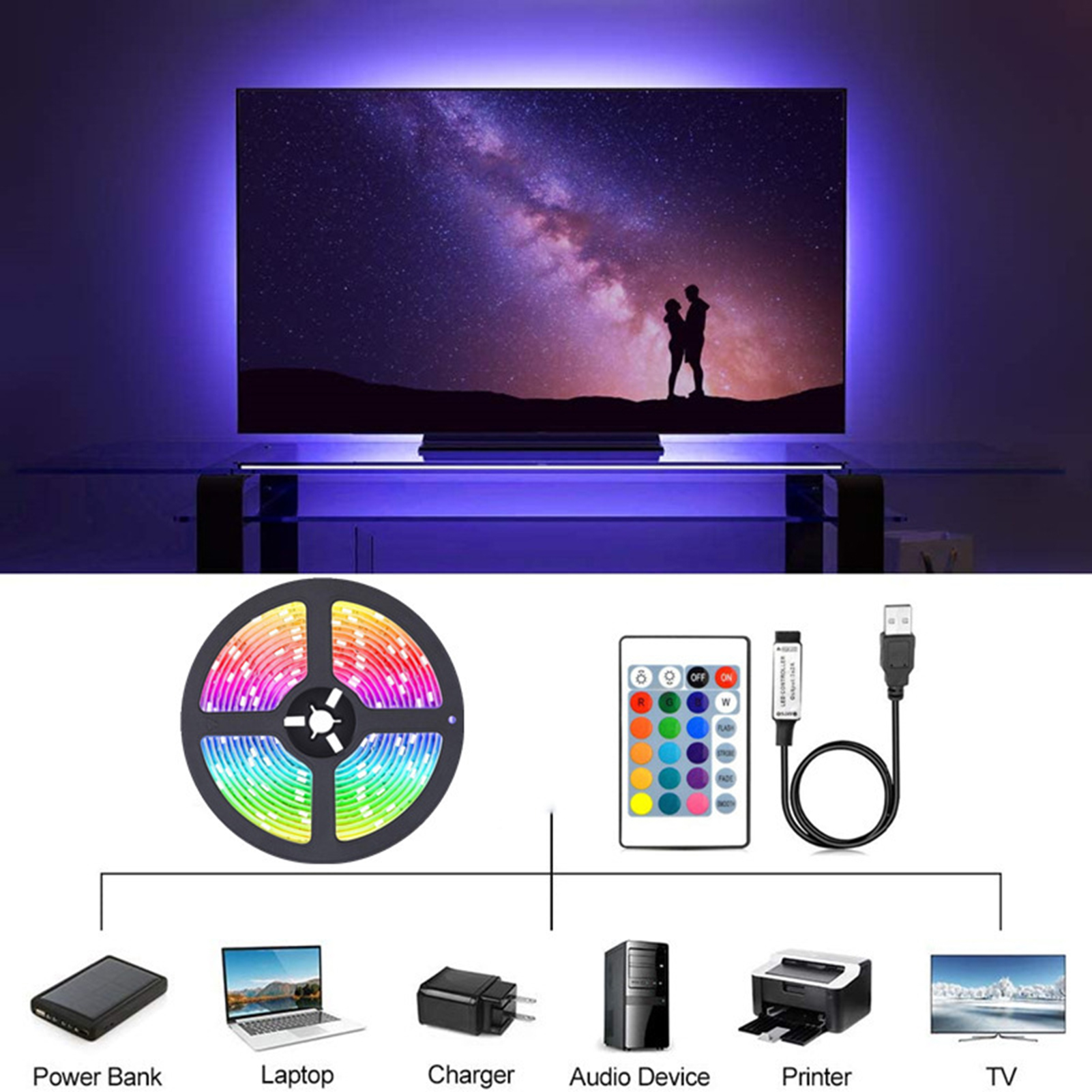 Timer Setting Led Light Strips Color Changing Led Strip Lights with Remote Control for Bedroom Party Decoration Rgb Lights. 