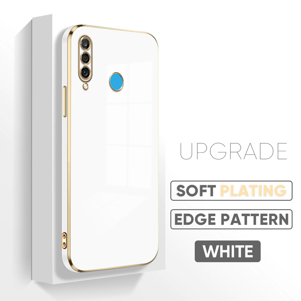 TA for Huawei P30 Lite Cover Luxury 6D Plating Soft Casing Silicone Square Frame Phone Case Shiny Bling Back Cover + Free Lanyard. 