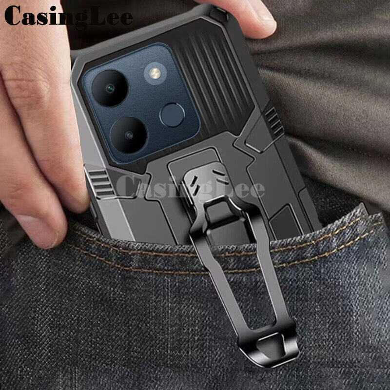 For infinix Smart 7 Case Shockproof Armor Stand case with Metal Clip Back cover For infinix Smart7 Phone cases Car Mountaineering phone case. 