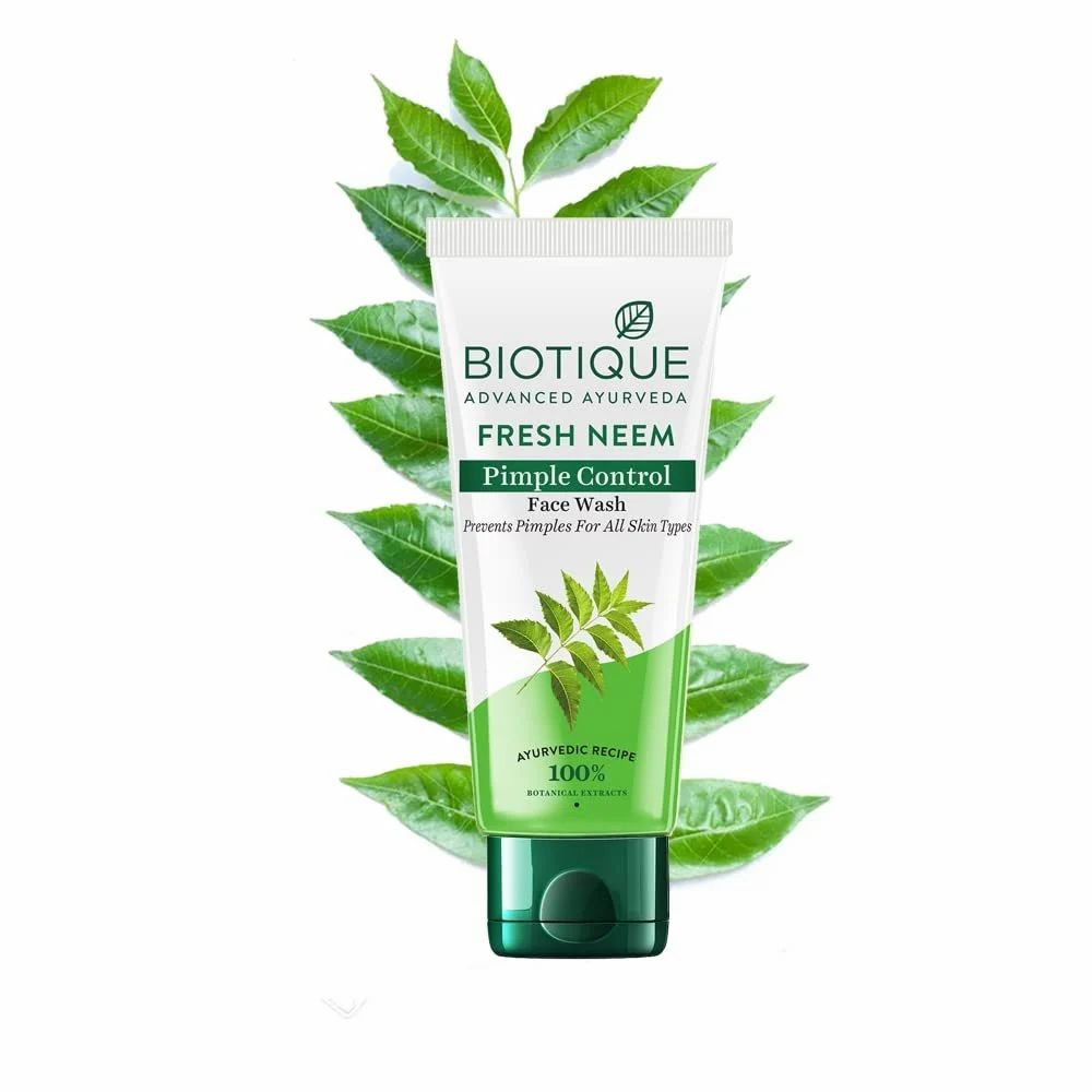 Biotique Fresh Neem Pimple Control Face Wash Prevents Pimples For All Skin Types - 100ml