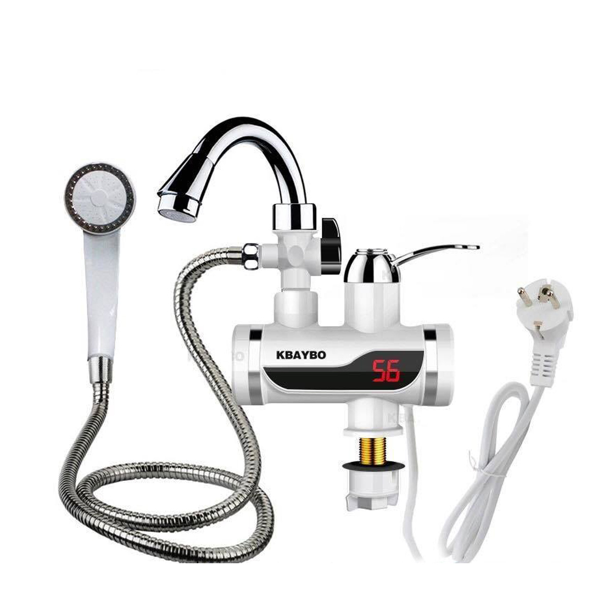 Electric Digital Display Instant Hot Water Tap With Hand Shower, Tankless Electric Faucet, Digital Bathroom Heater. 