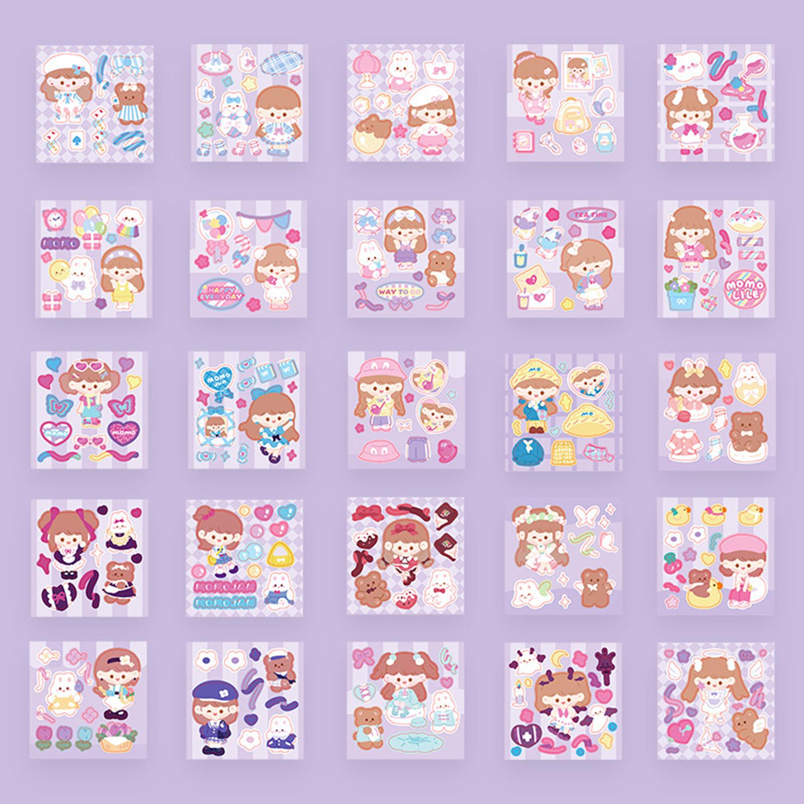 Easy to Remove Stickers 25pcs Cute Stickers Set High-definition Lovely Stickers for Girls Easy to Peel Stick Wide Application Southeast Asian Favorite Cartoon Stickers. 