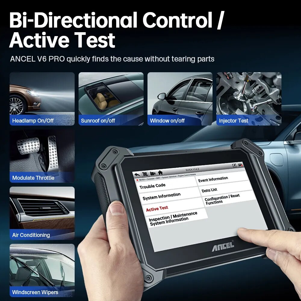 ANCEL V6 PRO OBD2 Automotive Scanner Full System Scan Tool IMMO DPF ABS 25+Reset Professional OBD2 Car Diagnostic Tools PK MK808. 