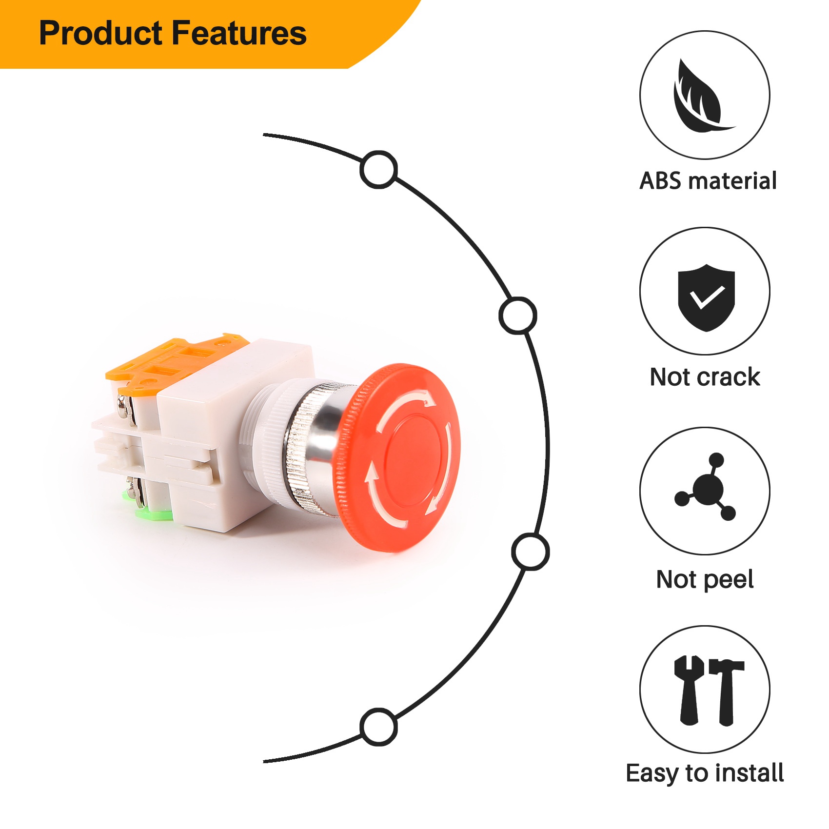 2Pcs Red Mushroom Emergency Stop Shut Off Push Button Switch No. 