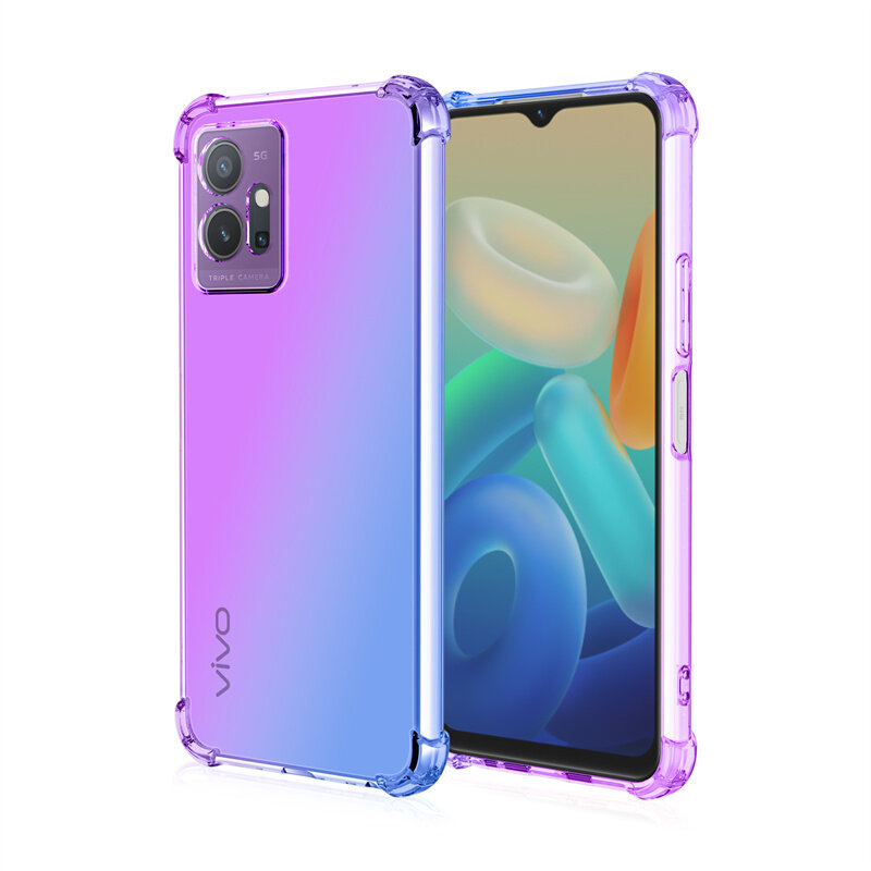 lthmy for Vivo Y33S 5G Gradient Color Case Cover Soft TPU Silicone Phone Cases Back Cover Shockproof Casing