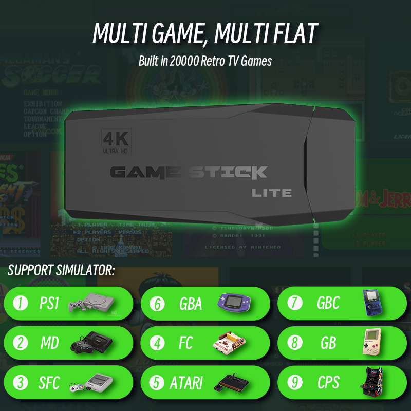 Data Frog 4K TV Retro Video Game Console Y3 Lite 10000+ Games for FC/SFC/GBA Game Stick Wireless Handheld Prefix 2 Joystick. 