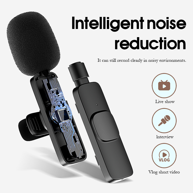 Wireless Microphone Lavalier Microphone Portable Audio Video Recording Mic For Vlogging Portable Live Lapel Mini Mic Android Phone 麦克风手机直播. 
