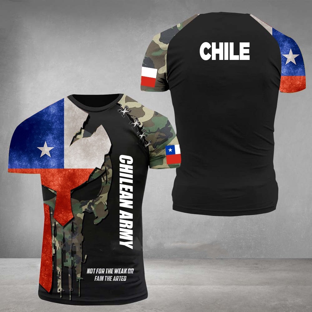 Chile Shirt Men's T-Shirt Tops 3D Printed Chilean Flag Tees Veteran Short Sleeve Male Summer O Neck Oversized Vintage Streetwear. 