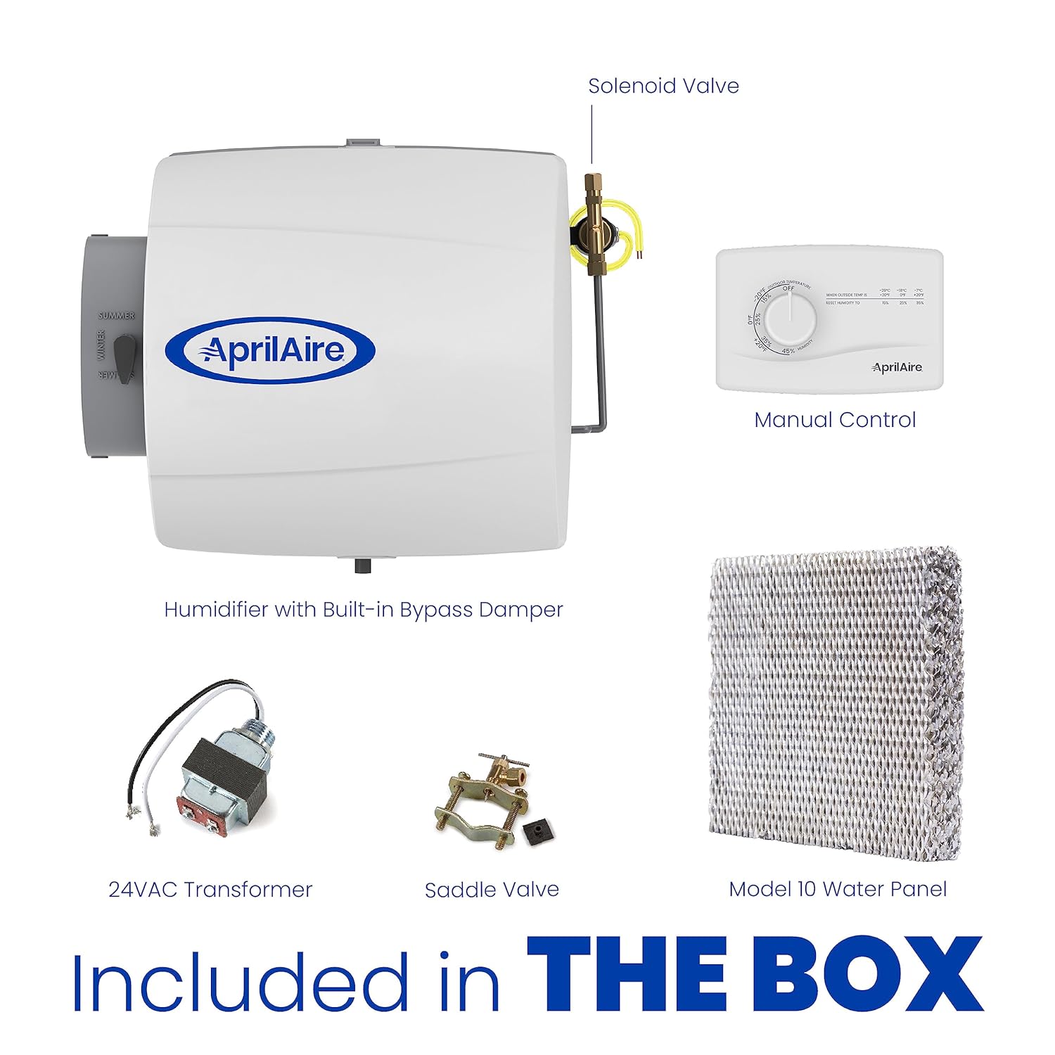 AprilAire 500M 12-gal. Whole-House Small Bypass Evaporative Humidifier with Manual Control for up to 3,600 sq. ft.. 