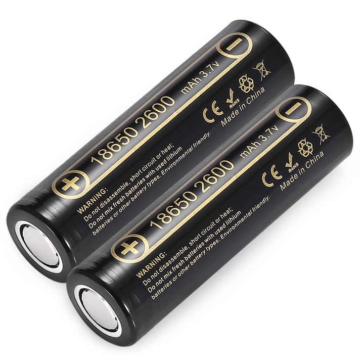 LiitoKala Lii-26A 18650 2600mAh 3.7V Rechargeable Li-ion Battery with Safety Relief Valve for Flashlights / Headlamps- 2pcs. 