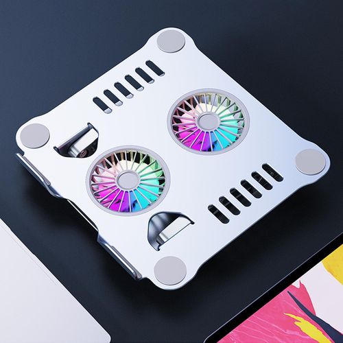 Laptop Stand V4.0 with 2 Cooling Fan Adjustable Aluminium Computer Stand with USB Cooling Fan and Heat-Vent, Ergonomic Height Angle Riser