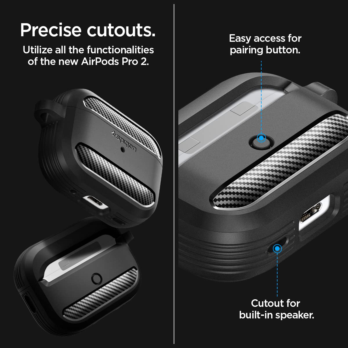 Spigen Rugged Armor AirPods Cases For Airpods Pro 2-ELF. 
