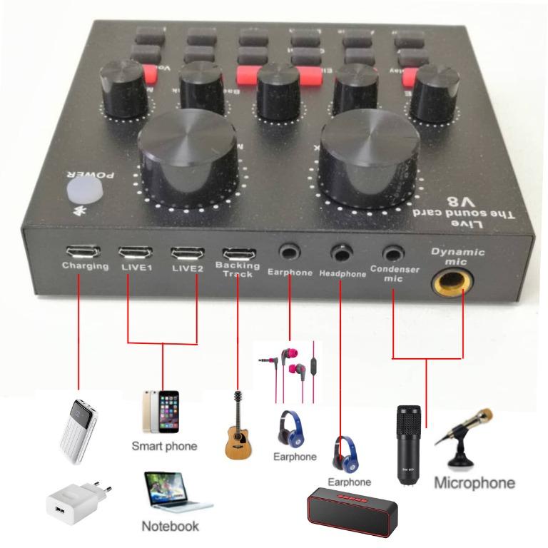 BM 800 Studio Microphone Kits With Filter V8 Sound Card Condenser Microphone Bundle Record Ktv Karaoke Smartphone Microphone. 