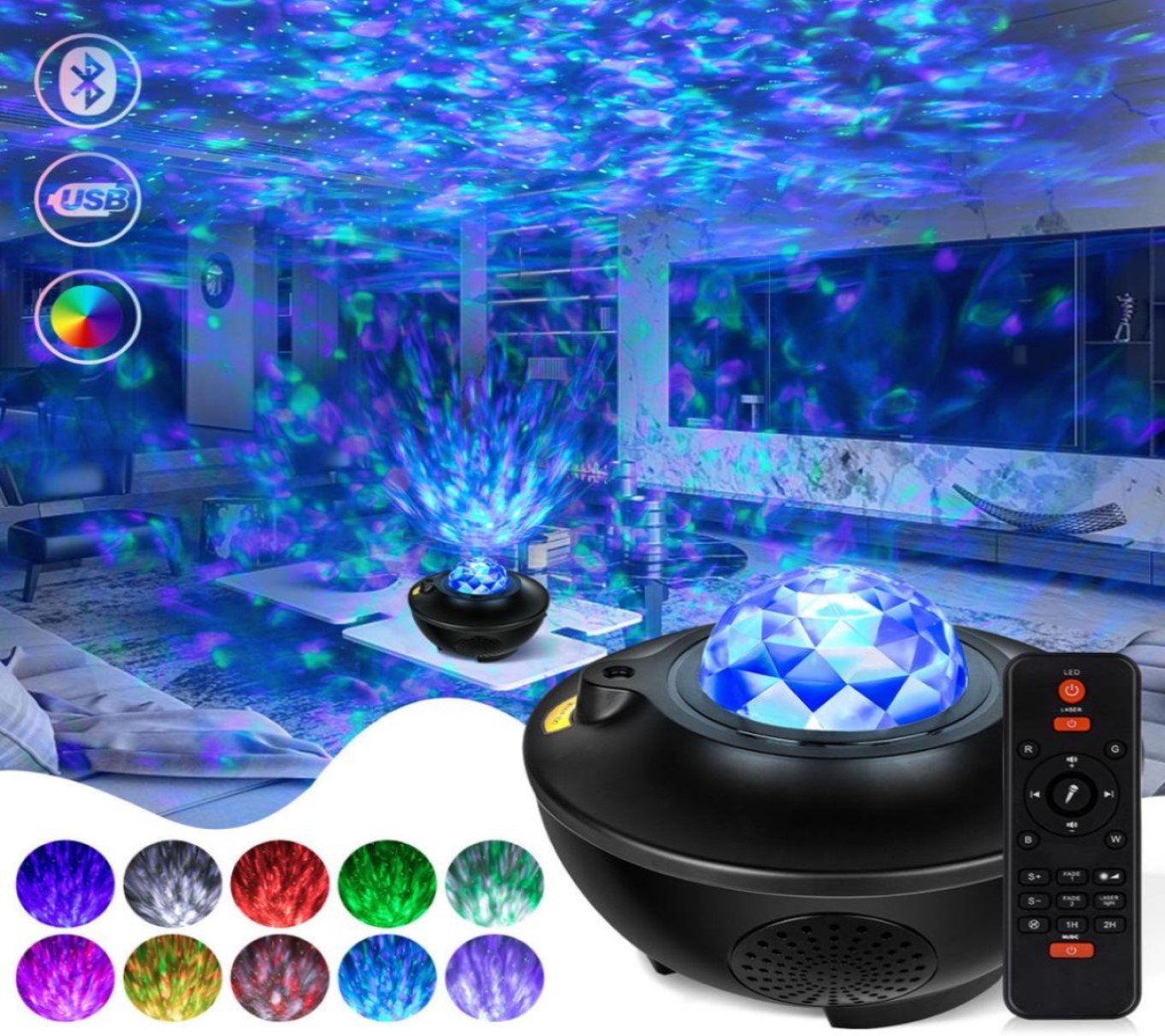 Galaxy Projector LED Night Light Room Rotate Starry Sky Projectors Lamp Decoration