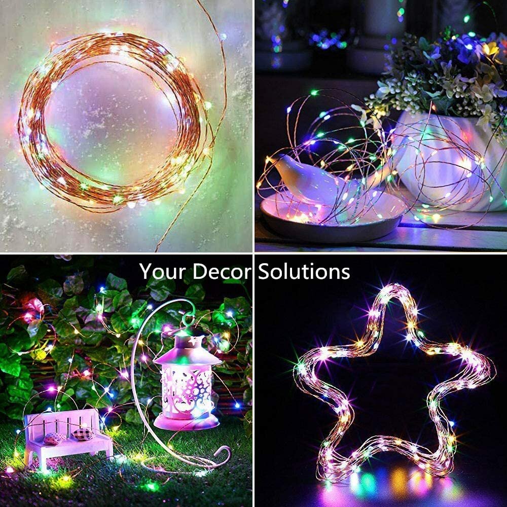 YOZATIA 50/100LEDs 32.8ft Christmas Decorative LED tring Lights ound Activated Music 12 Modes Waterproof ilver Wire Multicolor USB Powered Fairy Lights with Remote Control for Home Party Birthday Wedding Decor. 