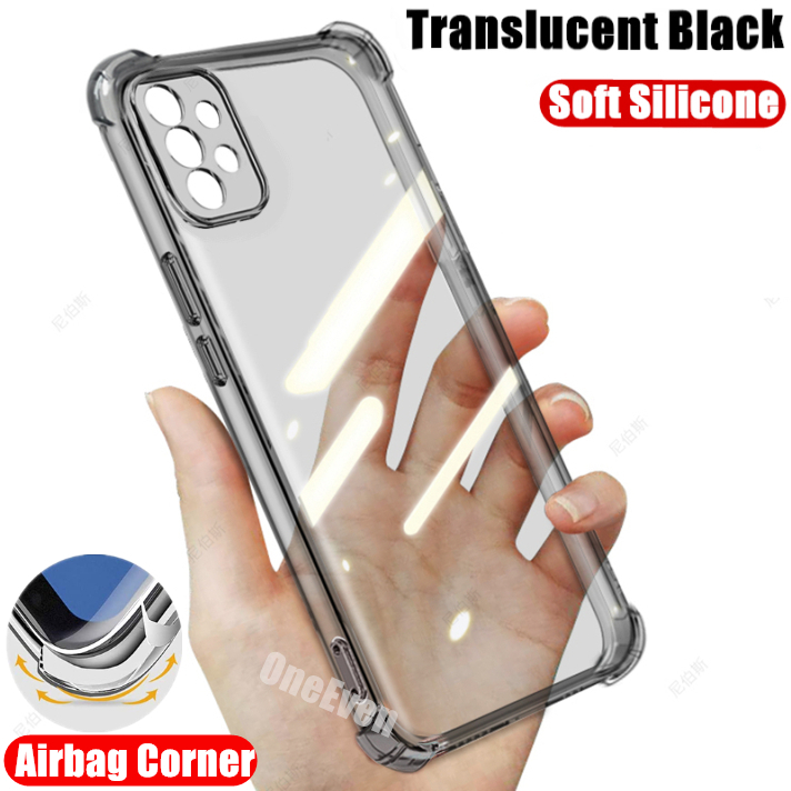 lthmy for Samsung Galaxy A13 4G casing flexible clear translucent black silicone anti-yellowing back cover with 4 Corners protection jelly case