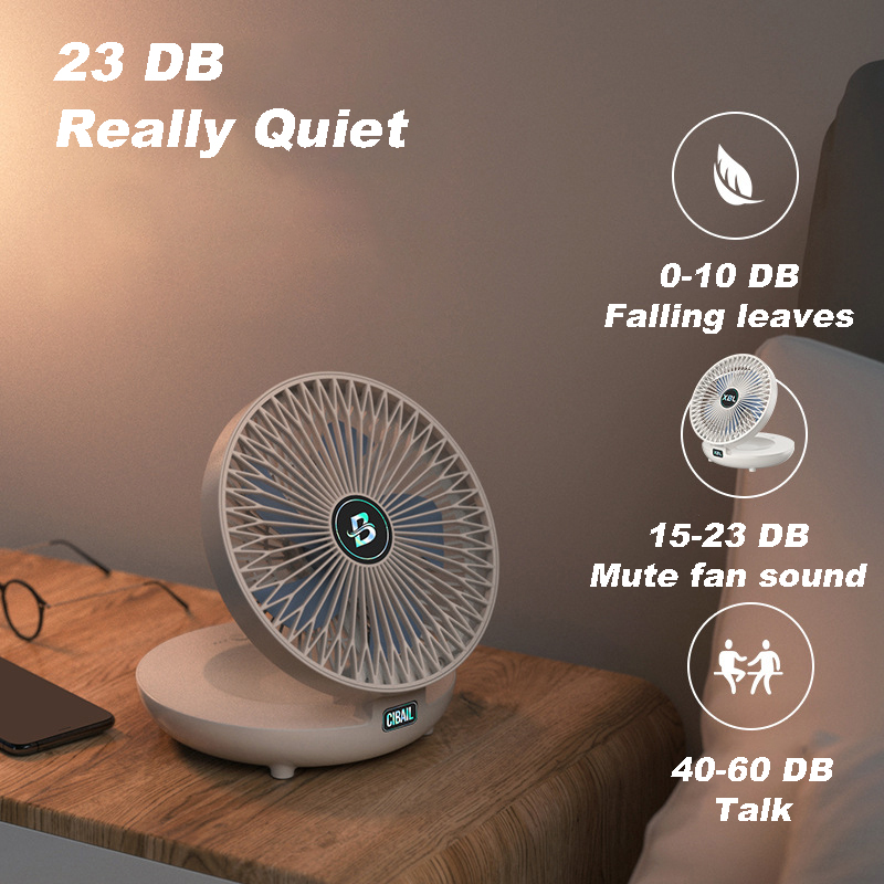 Wall-Mounted Desktop Fan Type-C Charging Portable Table Fans 3 Speeds Silent Brushless Motor Foldable Air Cooler for Home Office. 