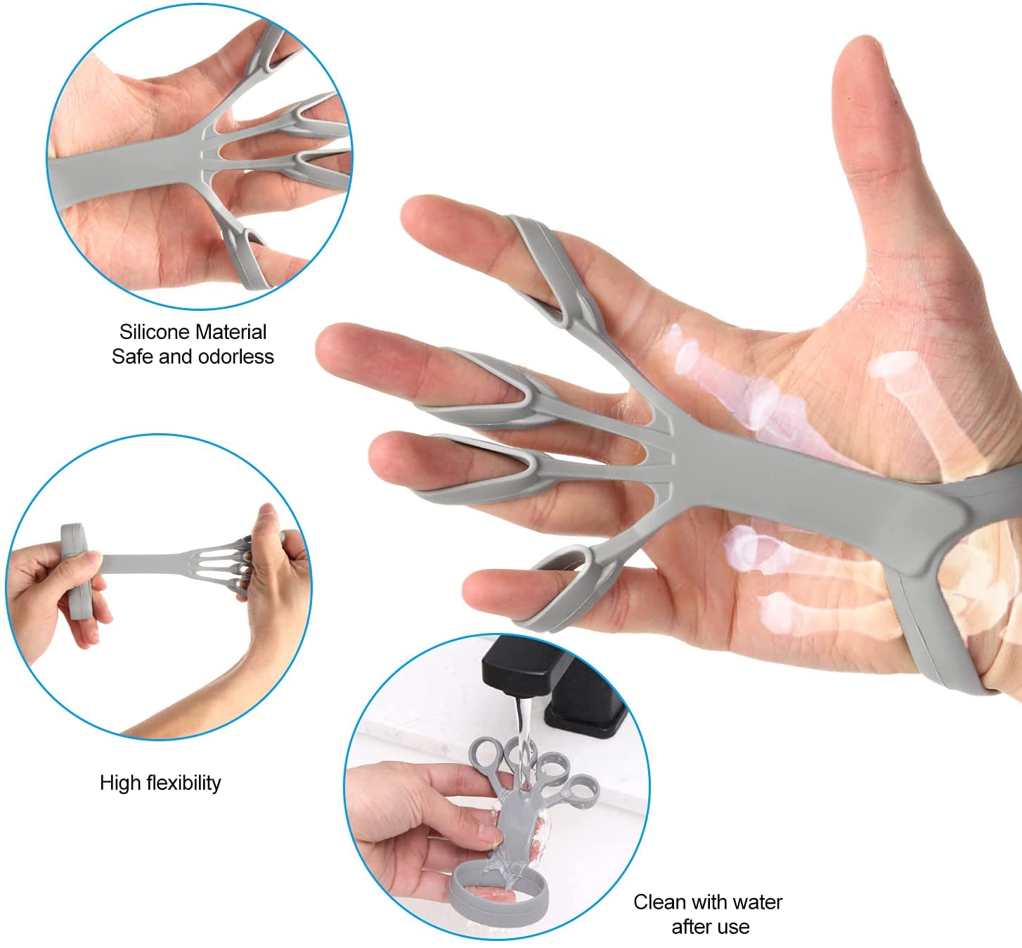 Grip Trainer, Finger Stretcher, Finger Exerciser & Hand Strengthener, Adjustable Level Resistance Finger Trainer for Strength Training