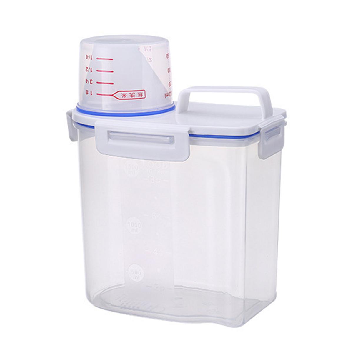 Rice Containers Airtight Large Capacity Plastic Clear Measuring Cup Rice Storage Bin for Kitchen