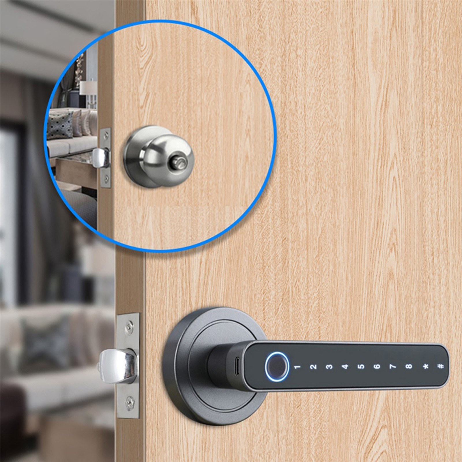 WAFU Fingerprint Door Lock 4 Unlocked Ways tuya BT Connection APP Unlock Password Unlocking for Homes Apartments-01#. 