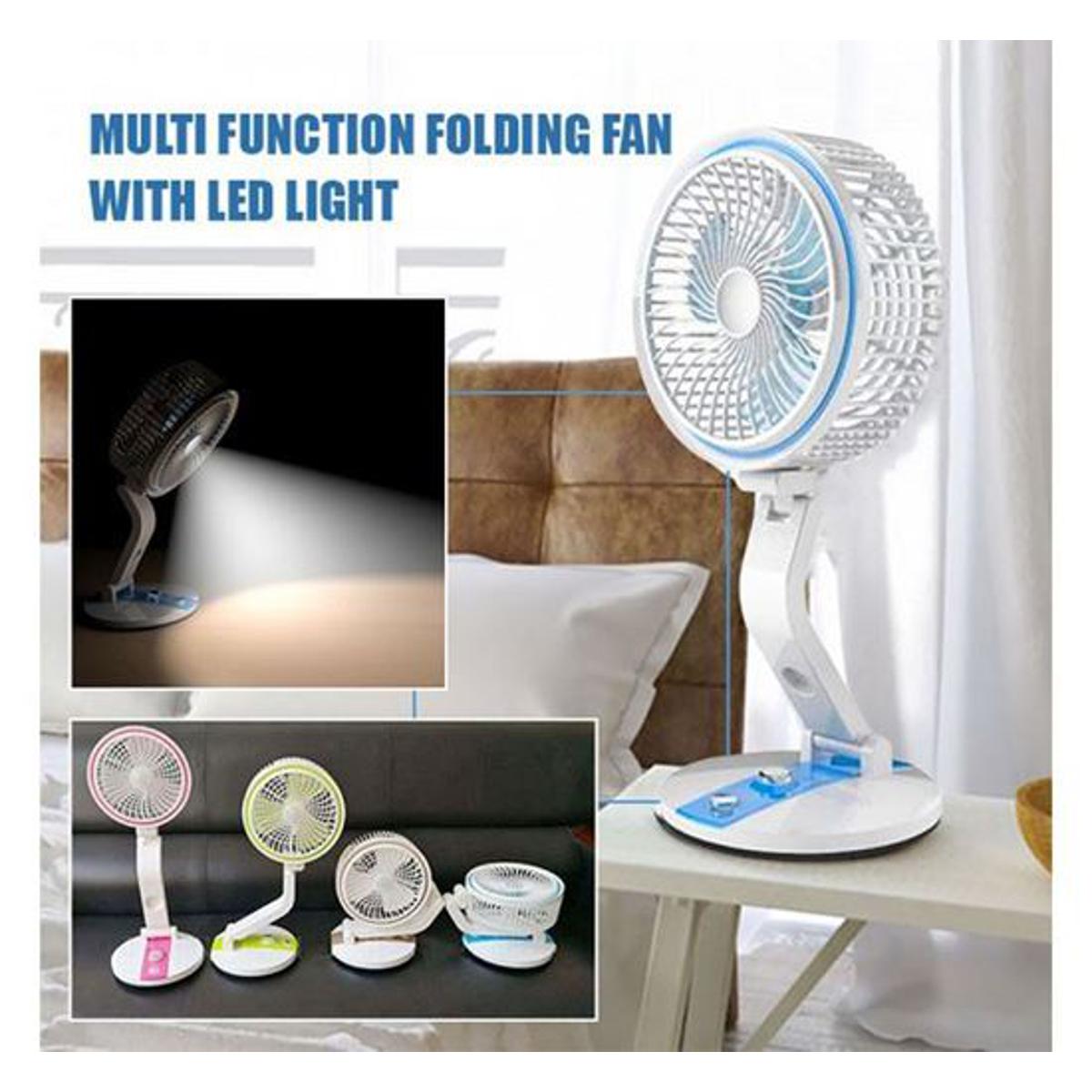 Rechargeable Folding Multi-Function Fan With Led Light. 