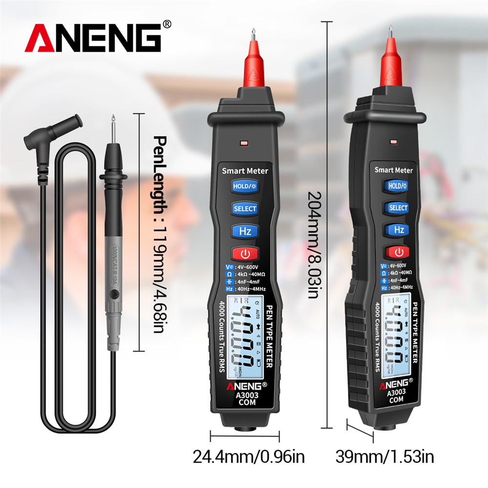 ANENG A3003 Multimeter Pen Type Meter 4000 Counts Non Contact Black. 