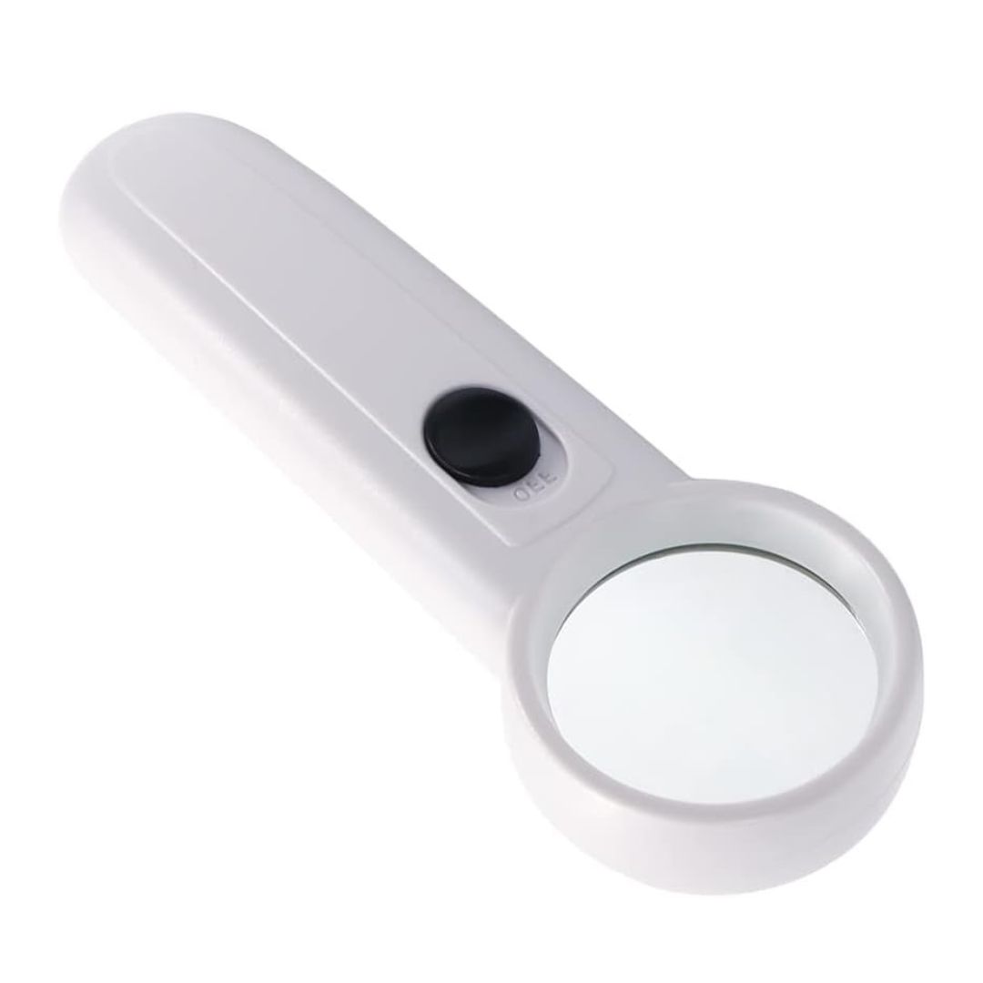37mm Diameter Handheld Magnifier Glass With 2 LED Flashlight For Jewelry Repair Tools Sets Reading Magnifying Glass Exclamation Mark Type