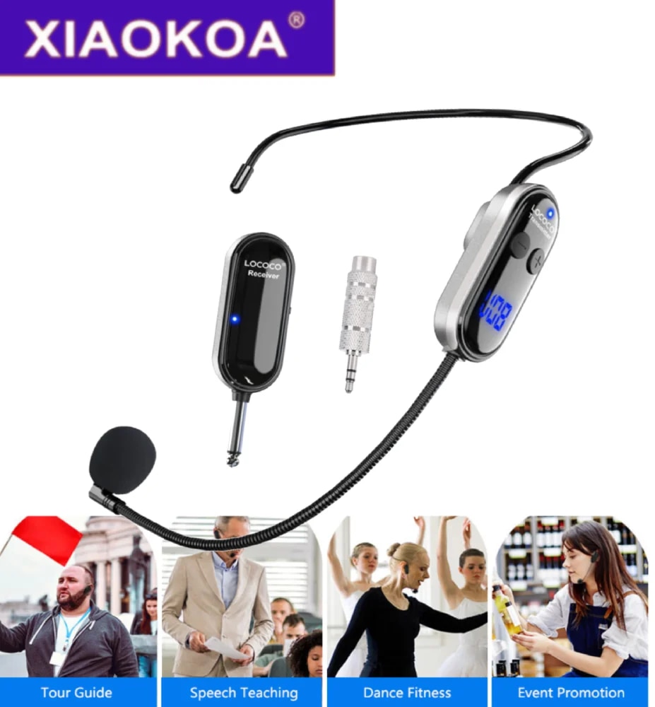 XIAOKOA LOCOCO Wireless Microphone UHF Wireless Mic System with LED Digital Display165 ft Range Microphone for Voice Amplifier