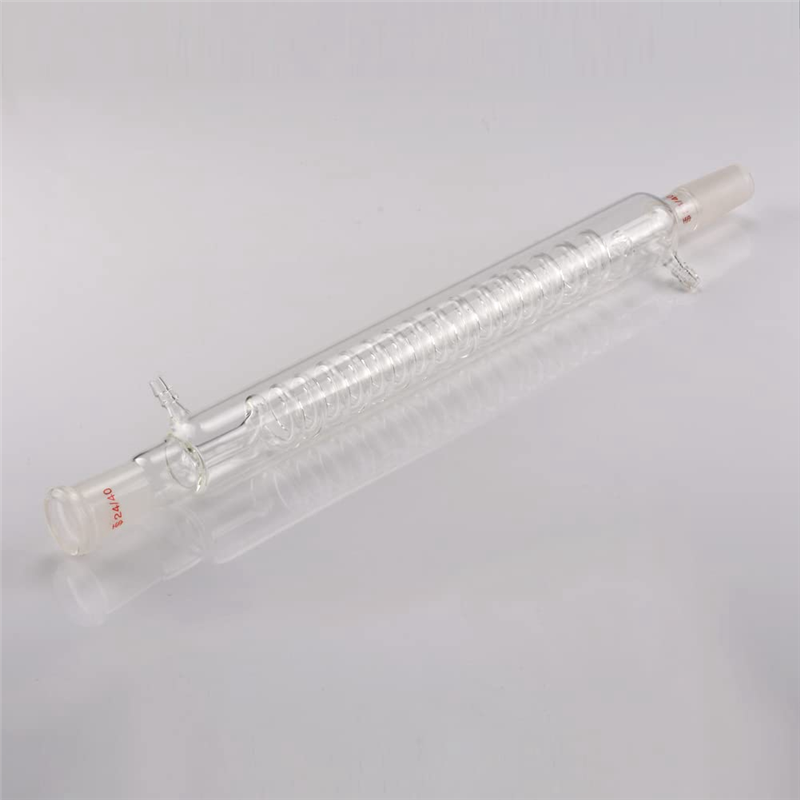Borosilicate Glass Condenser with 24/40 Fitting 300mm Jacket Length Laboratory Glass Condenser Serpentine Condenser Tube Easy Install Easy to Use. 