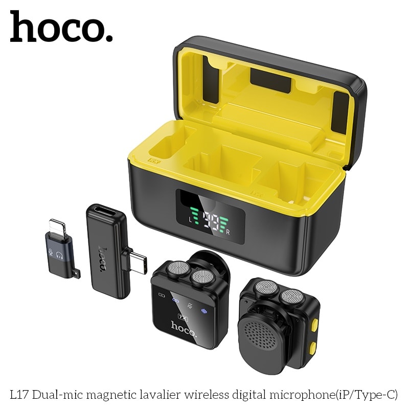 Hoco L17 wireless digital microphone dual magnetic lapel microphone (iP/Type-C)