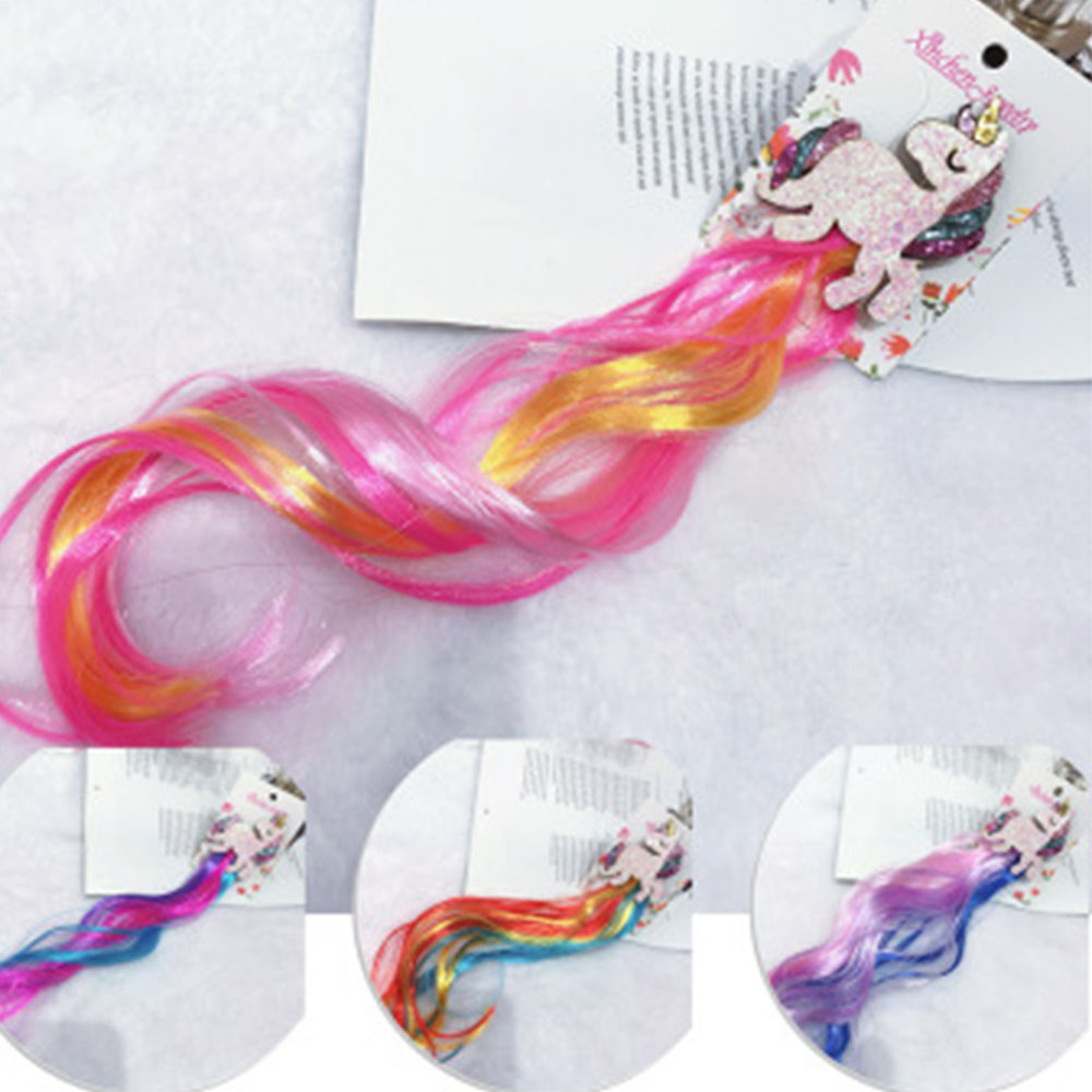Colorful Unicorn Wigs Stylish Kids' Hair Hairpins Lovely Gradient Princess Hair Ornament for Dress-Up Parties Costume Events Dance Performances Daily Wear Girls' Fashion. 
