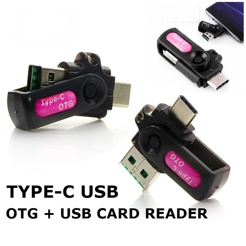 3 in 1 OTG Card Reader Type C USB Micro USB Combo to 2 Slot TF SD Card