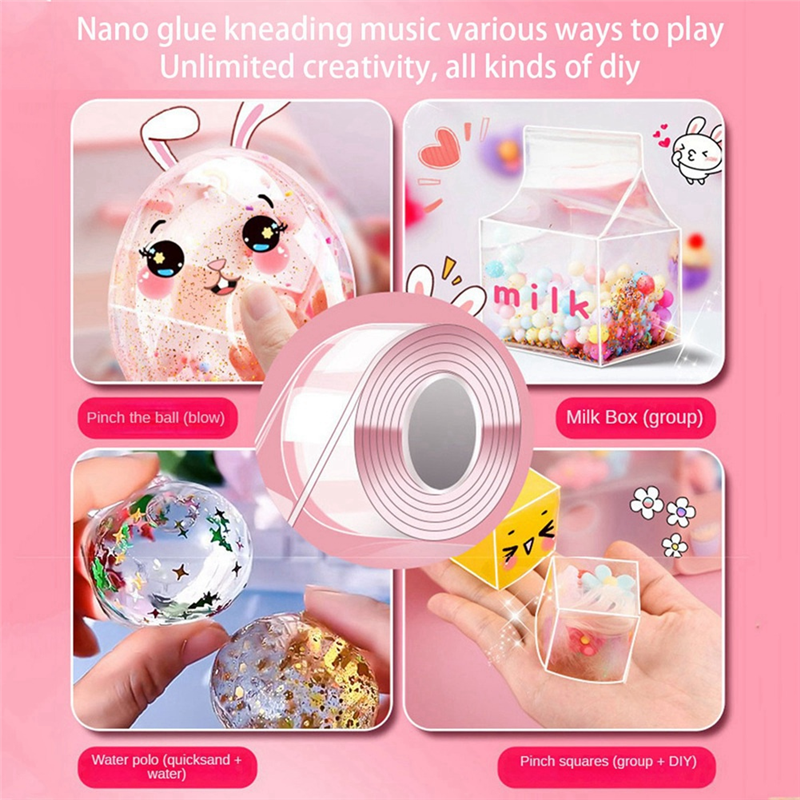 Nano Tape Kneading Blowing Bubble Full Set Nano Tape Double-Sided Tape Paste Blowing Bubble Toy Sticker Tapes. 