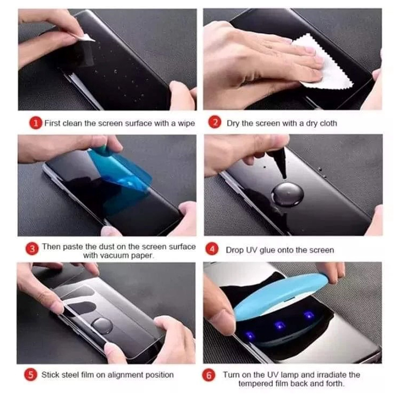 Tecno Spark 20 Pro+ OneMinute UV Glue Curved Tempered Glass Screen Protector For Tecno Spark 20 Pro Plus Screen Guard Gorilla Glass Protector With Easy Installation Full Kit. 