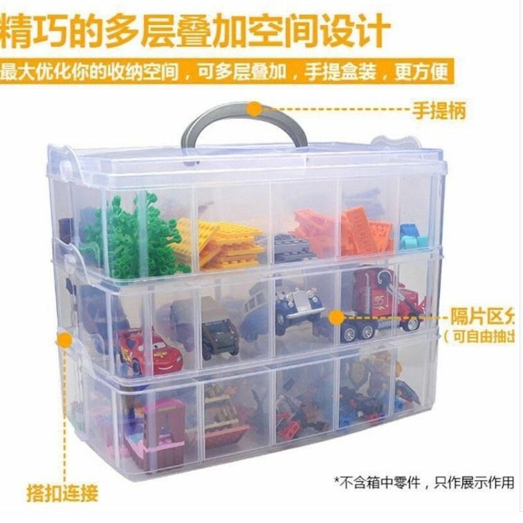 Plastic Transparent Hand Covered Divided  Large Storage Box Building Blocks Socks Jewelry Desktop Storage Box. 