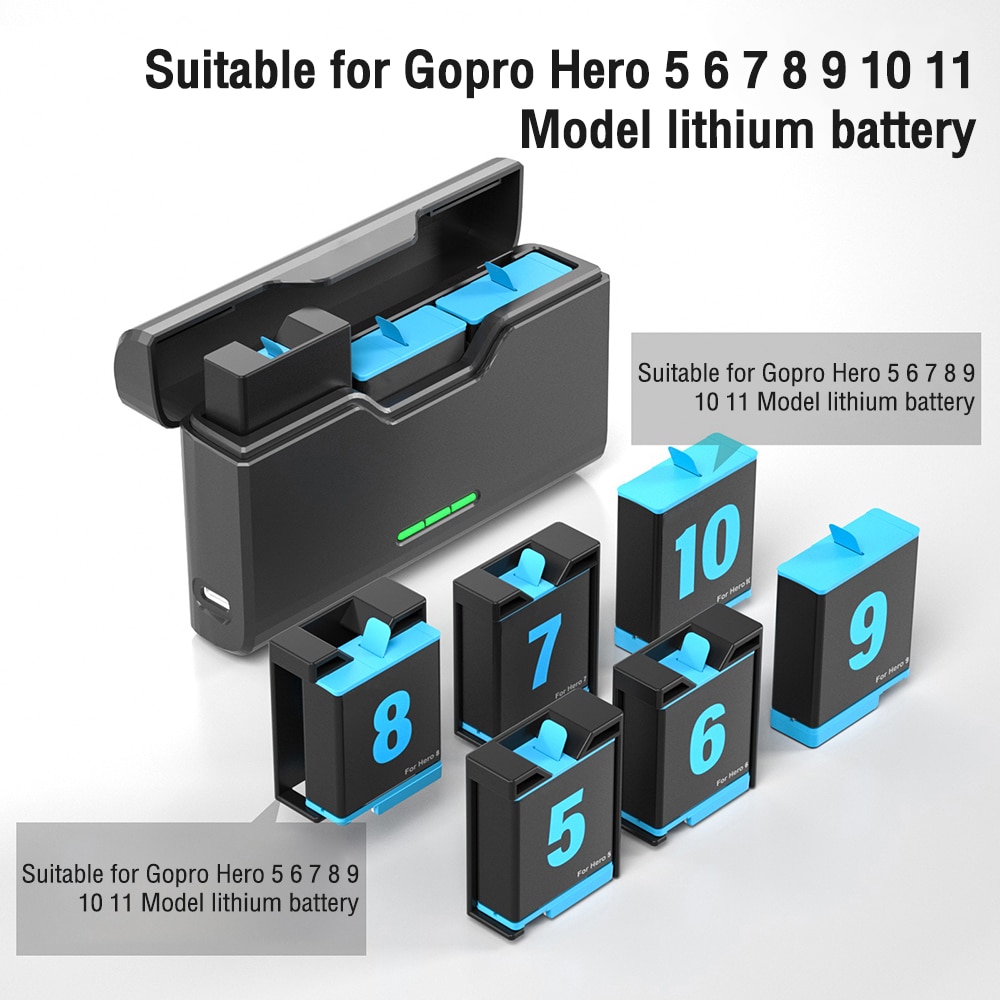 For GoPro Hero 11/10/9 Black 3-Channel Battery Smart Quick Charger Box Compatible For Go Pro Hero 5 6 7 8 9 10 11 Camera. 