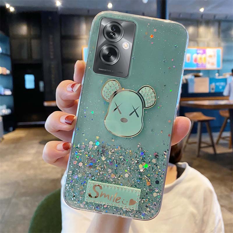 For OPPO A79 5G Case Sparkling Star Moon Soft Silicone Transparent Glowing Bear Cartoon for OPPO A79 Back Cover