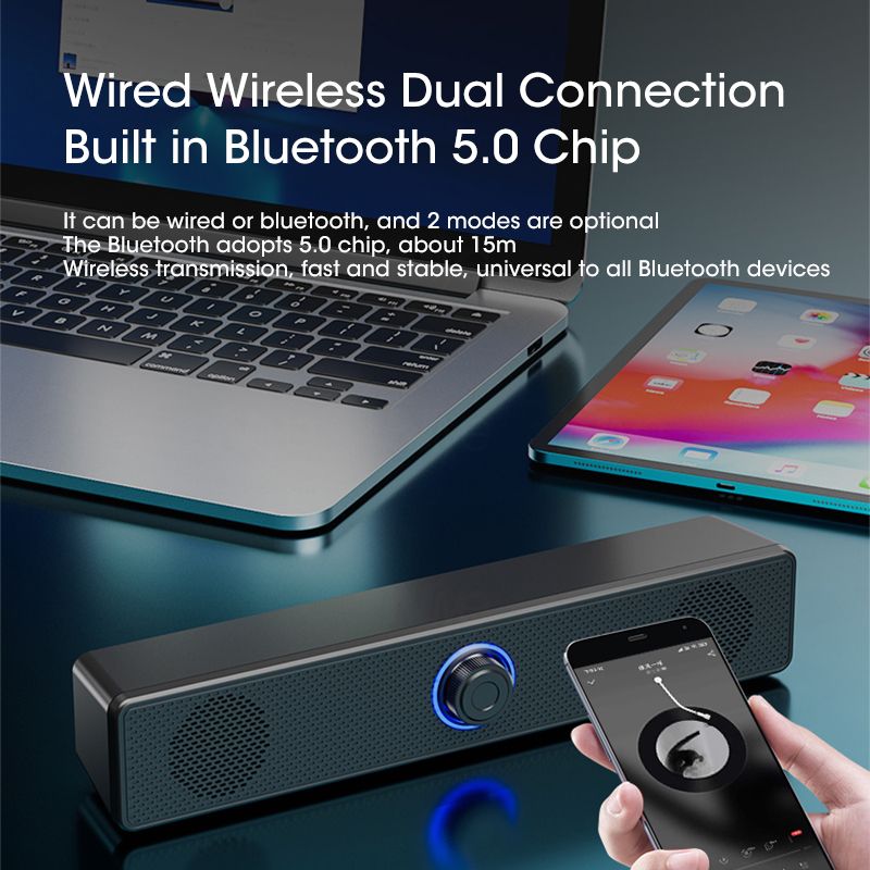 Desktop PC Speaker With Microphone Computer Speakers Bluetooth Wired Mic 4D Surround AUX Soundbar Stereo Subwoofer Sound Bar. 