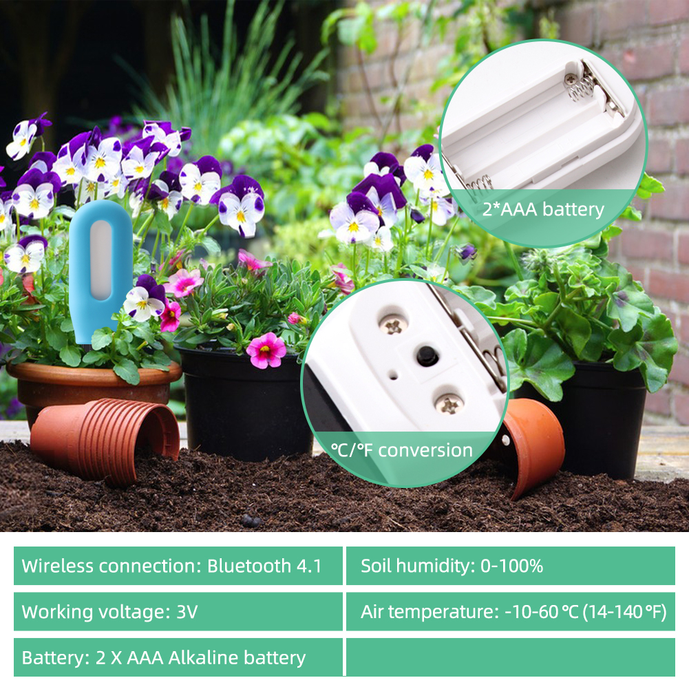 YIERYI Bluetooth Soil Moisture &Temp Tester, Flower Plant Vegetable Seed Germination Moisture Monitor. 